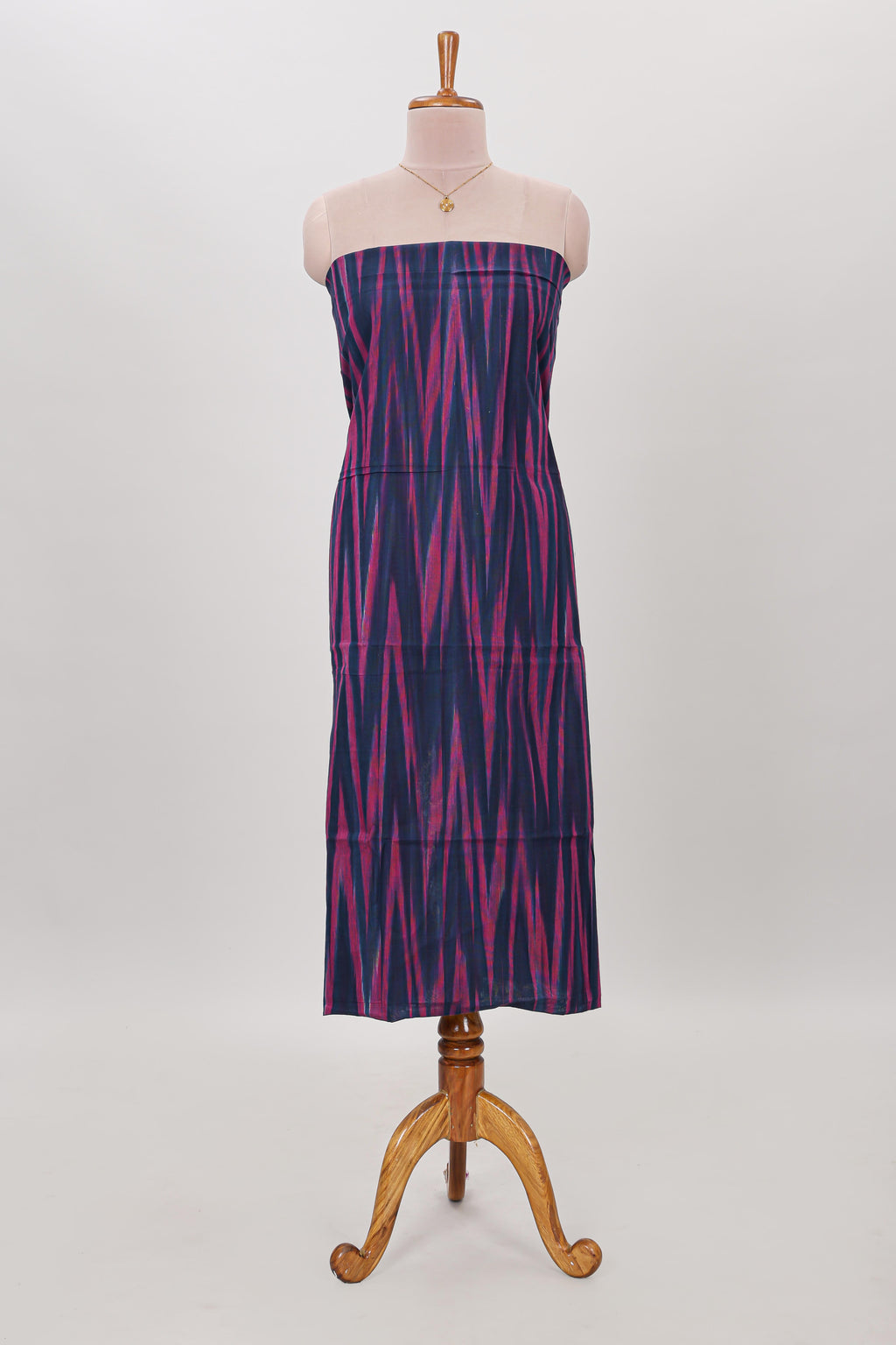 Dark blue ikkat pattern cotton chudidhar material with contrast pant and dupatta