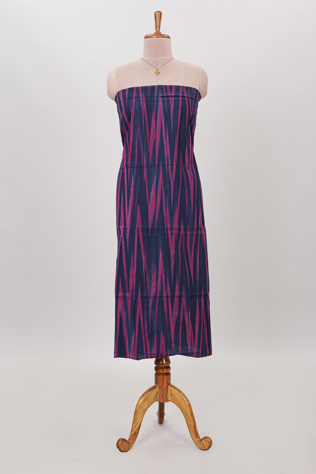 Dark blue ikkat pattern cotton chudidhar material with contrast pant and dupatta