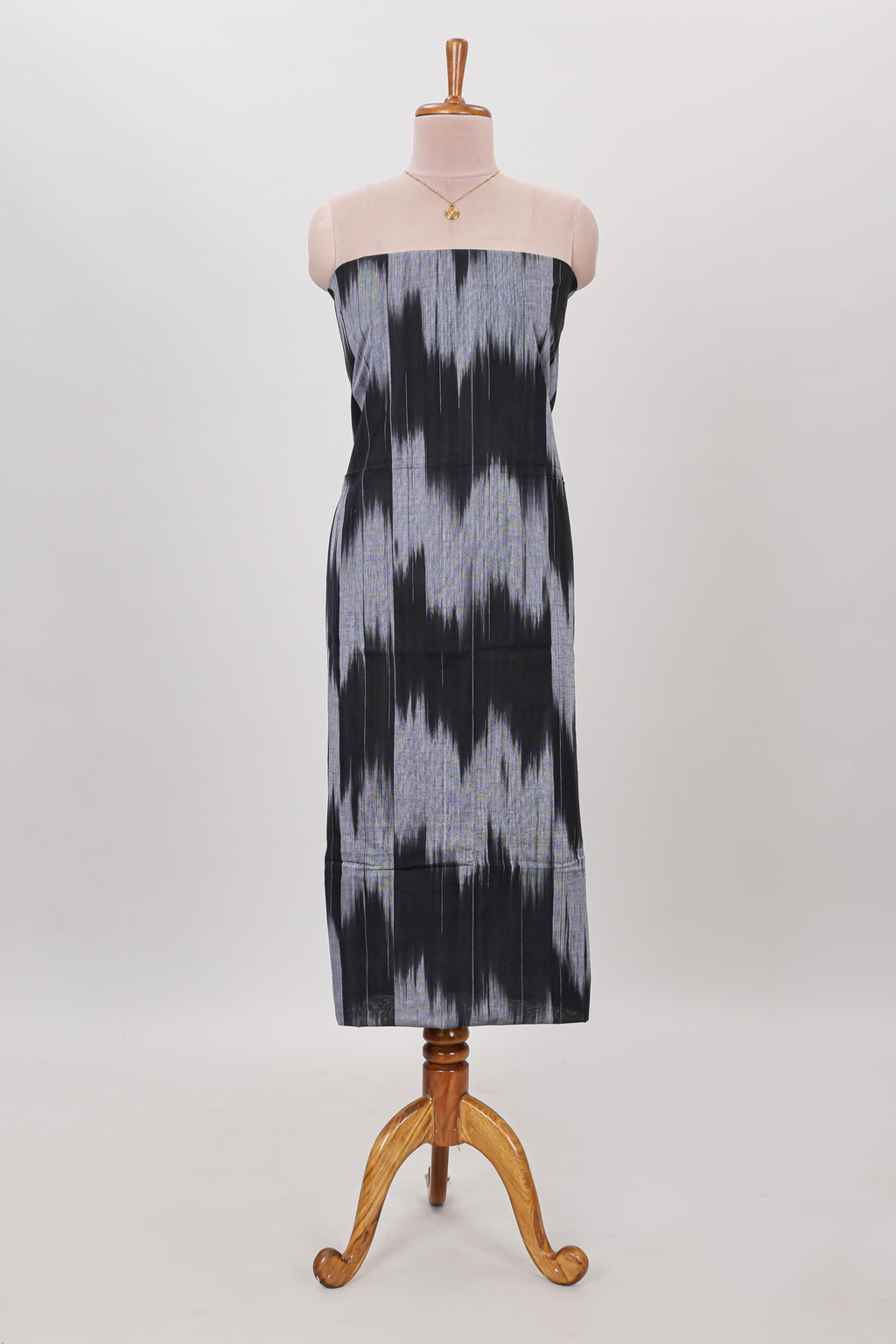 Black ikkat pattern cotton chudidhar material with contrast pant and dupatta
