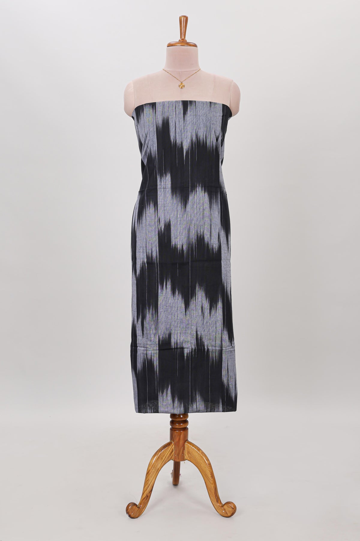 Black ikkat pattern cotton chudidhar material with contrast pant and dupatta