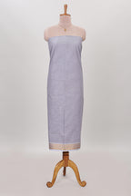 Grey plain cotton chudidhar material with matching solid pant and striped dupatta
