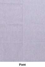 Grey plain cotton chudidhar material with matching solid pant and striped dupatta
