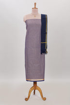 Lavender micro butta prints cotton chudidhar material with zari border and contrast pant & dupatta