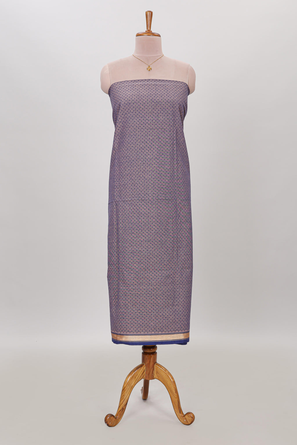 Lavender micro butta prints cotton chudidhar material with zari border and contrast pant & dupatta