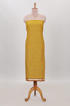 Mustard micro butta prints cotton chudidhar material with zari border and contrast pant & dupatta