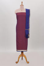 Purple micro butta prints cotton chudidhar material with zari border and contrast pant & dupatta