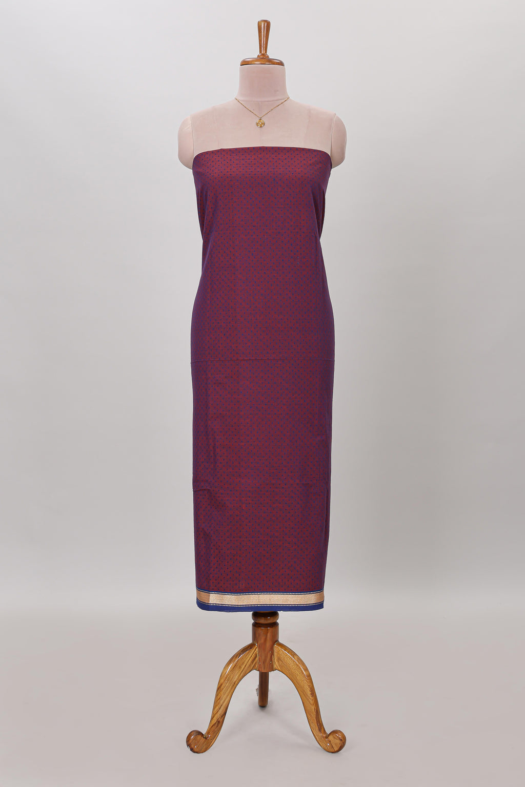 Purple micro butta prints cotton chudidhar material with zari border and contrast pant & dupatta