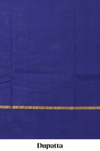 Purple micro butta prints cotton chudidhar material with zari border and contrast pant & dupatta