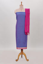 Blue micro butta prints cotton chudidhar material with zari border and contrast pant & dupatta