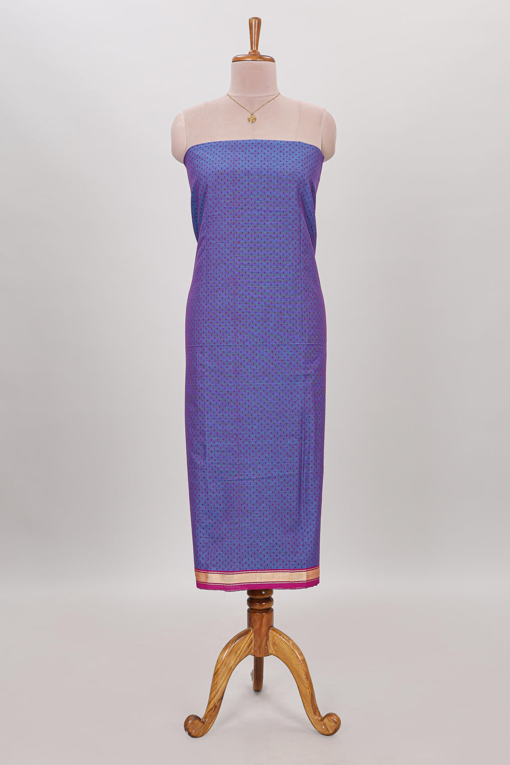 Blue micro butta prints cotton chudidhar material with zari border and contrast pant & dupatta