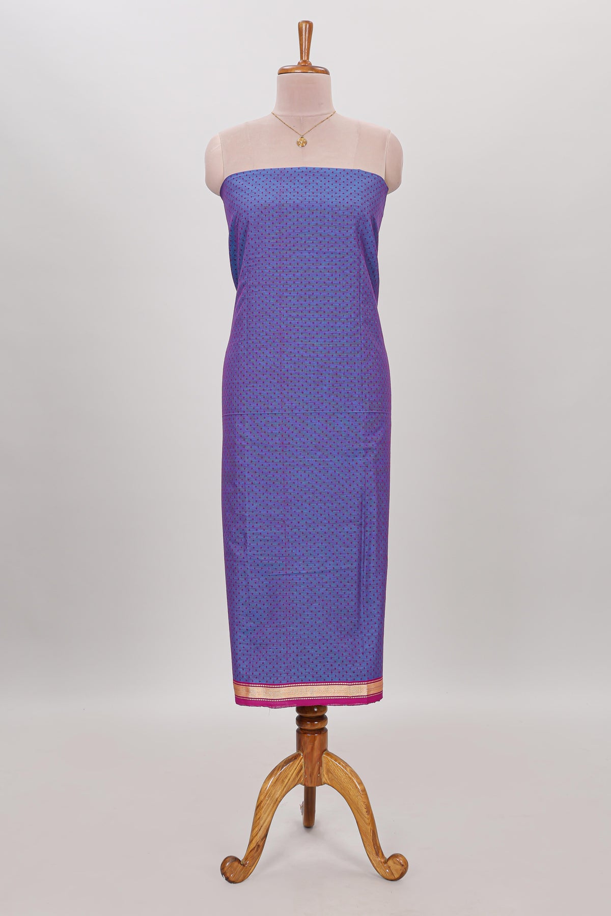 Blue micro butta prints cotton chudidhar material with zari border and contrast pant & dupatta
