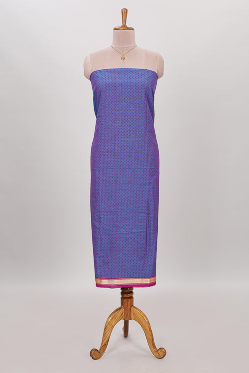 Blue micro butta prints cotton chudidhar material with zari border and contrast pant & dupatta