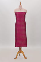 Purple checked cotton chudidhar material with matching solid pant and contrast floral dupatta