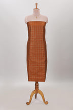 Orange checked cotton chudidhar material with matching solid pant and contrast floral dupatta