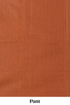 Orange checked cotton chudidhar material with matching solid pant and contrast floral dupatta