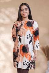 Multi color abstract print Straight Kurti with contrast Trousers Co-Ord Set