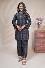 Black abstract designed Straight Kurti with matching  trousers Co-Ord Set