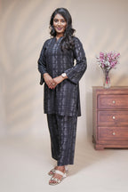Black abstract designed Straight Kurti with matching  trousers Co-Ord Set