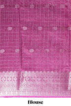 White and green Dola Silk Saree with rich zari border woven butis and a designer pallu along with contrast blouse