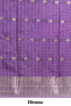 White and yellow Dola Silk Saree with rich zari border woven butis and a designer pallu along with contrast blouse