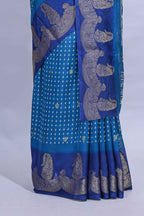 Dark blue Dola Silk Saree with elegant zari butis a rich zari border woven designer pallu along with matcing blouse