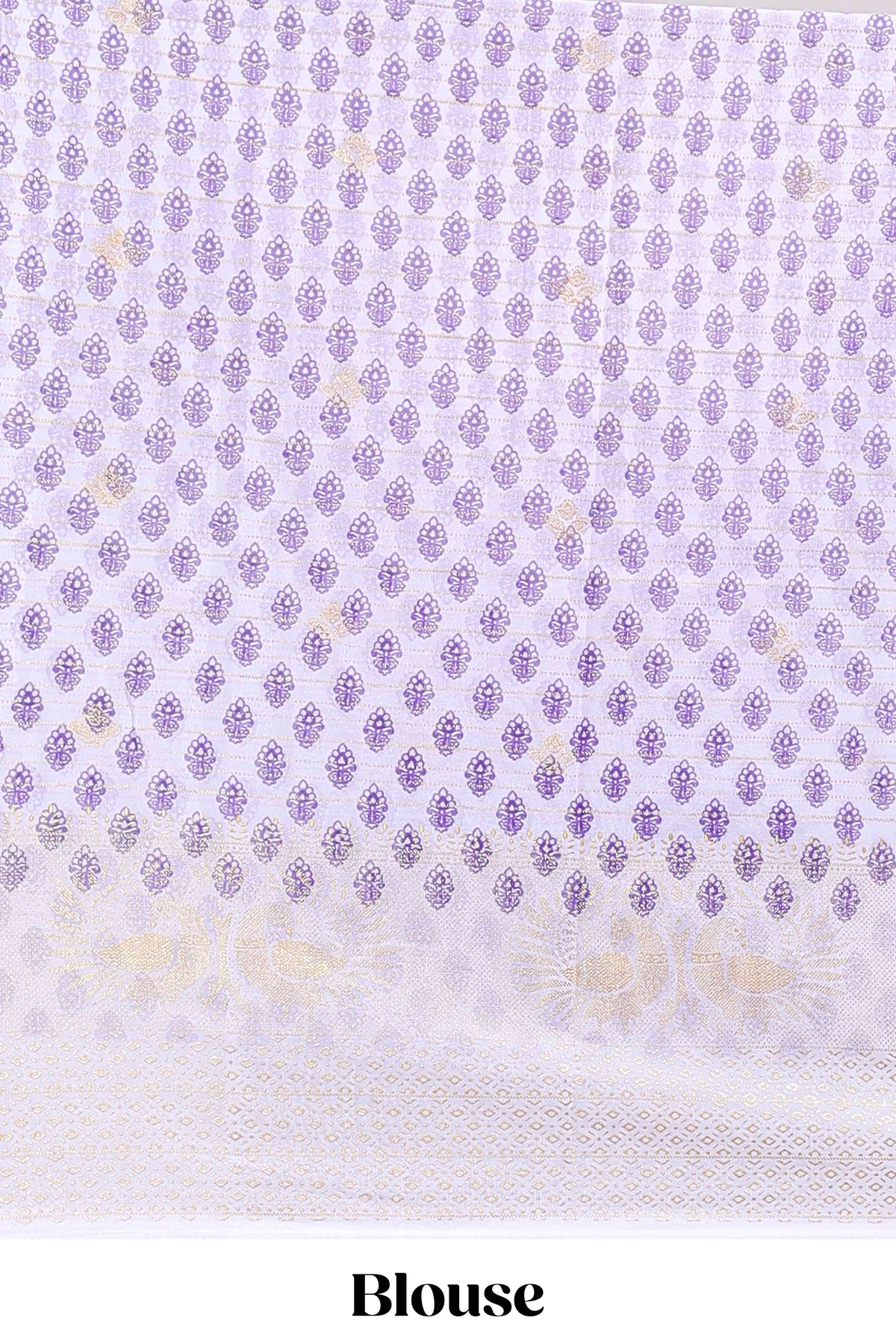 Violet zari striped dola silk saree with contrast zari border and blouse