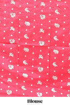 Pink zari butta dola silk saree with self zari border and printed pallu