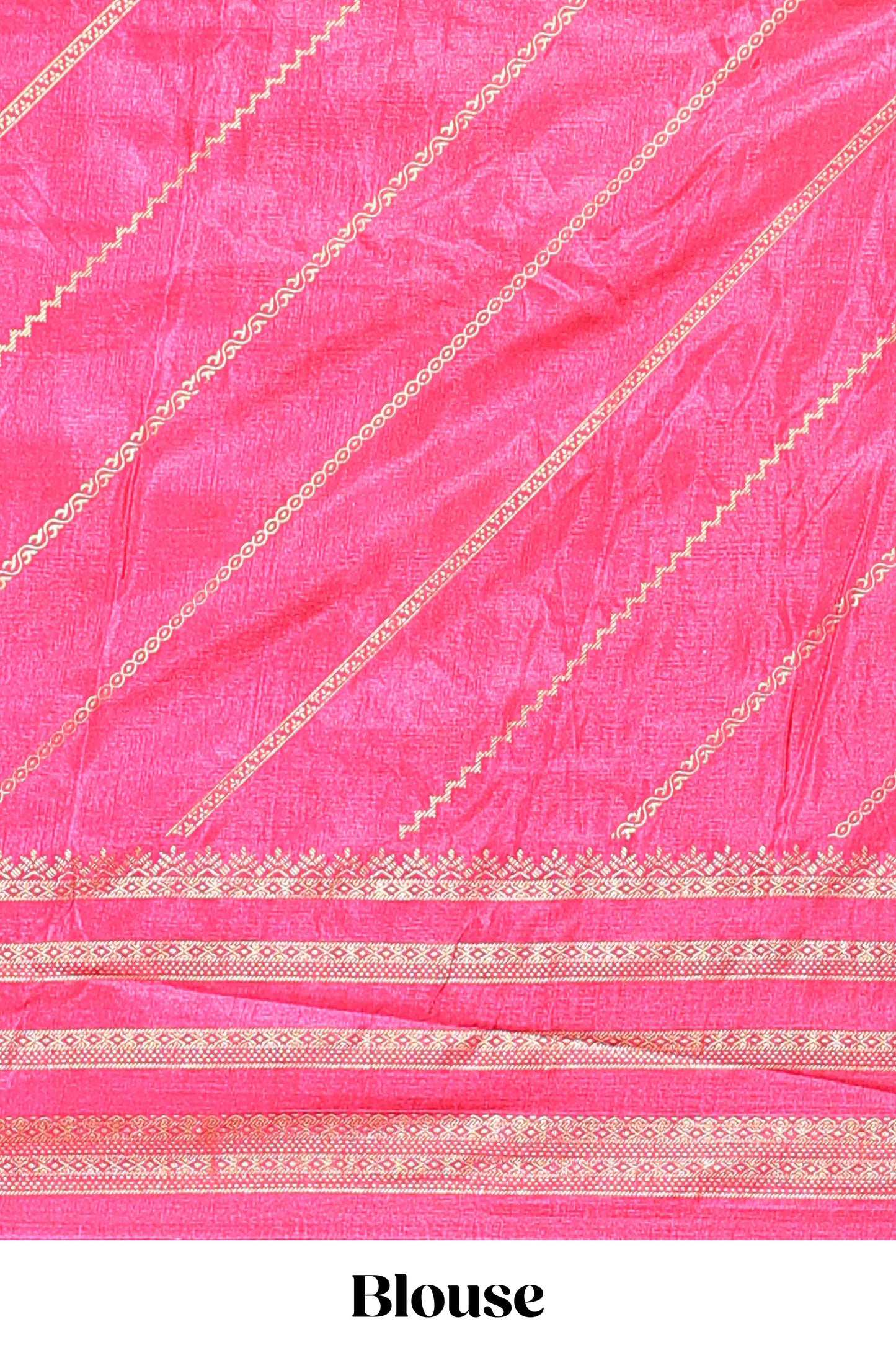Neon green zari striped saree in dola silk with contrast woven border and blouse