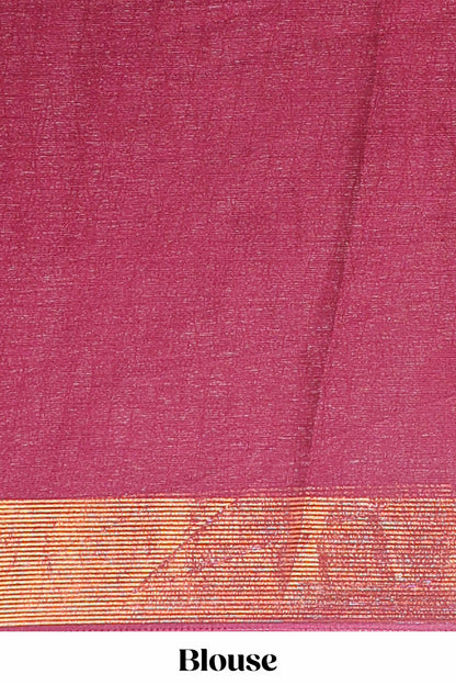 Maroon checked zari butta dola silk saree with self zari border and matching blouse