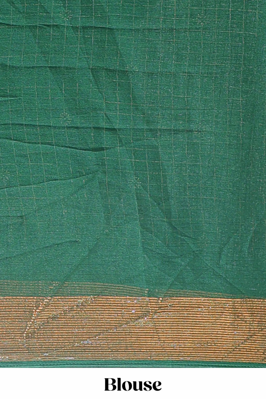 Green checked zari butta dola silk saree with self zari border and matching blouse