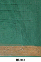 Green checked zari butta dola silk saree with self zari border and matching blouse