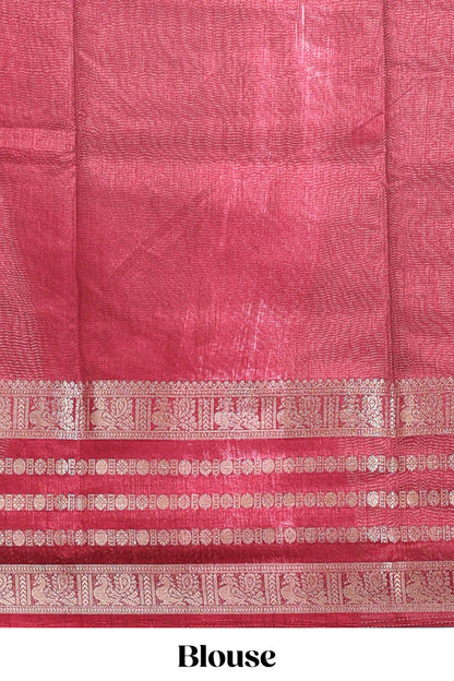 Grey unique buttas dola silk saree with contrast zari border and blouse