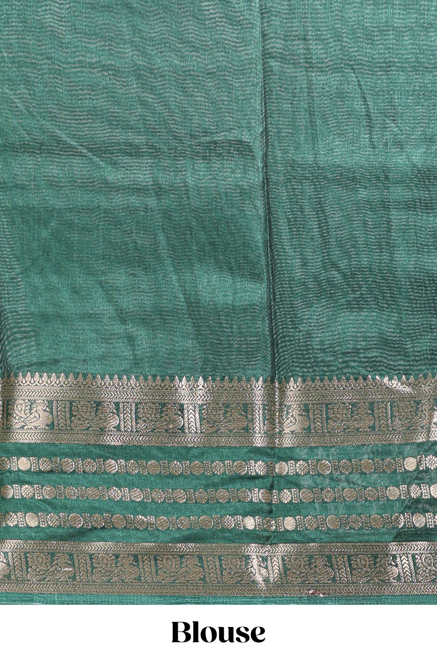 Green unique buttas dola silk saree with contrast dark green zari border and blouse