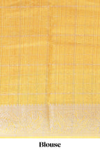 Orange checked dola silk saree with contrast zari border and blouse