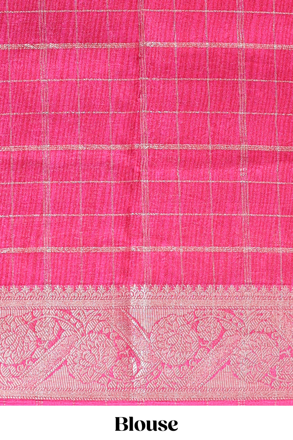 Green checked dola silk saree with contrast zari border and blouse