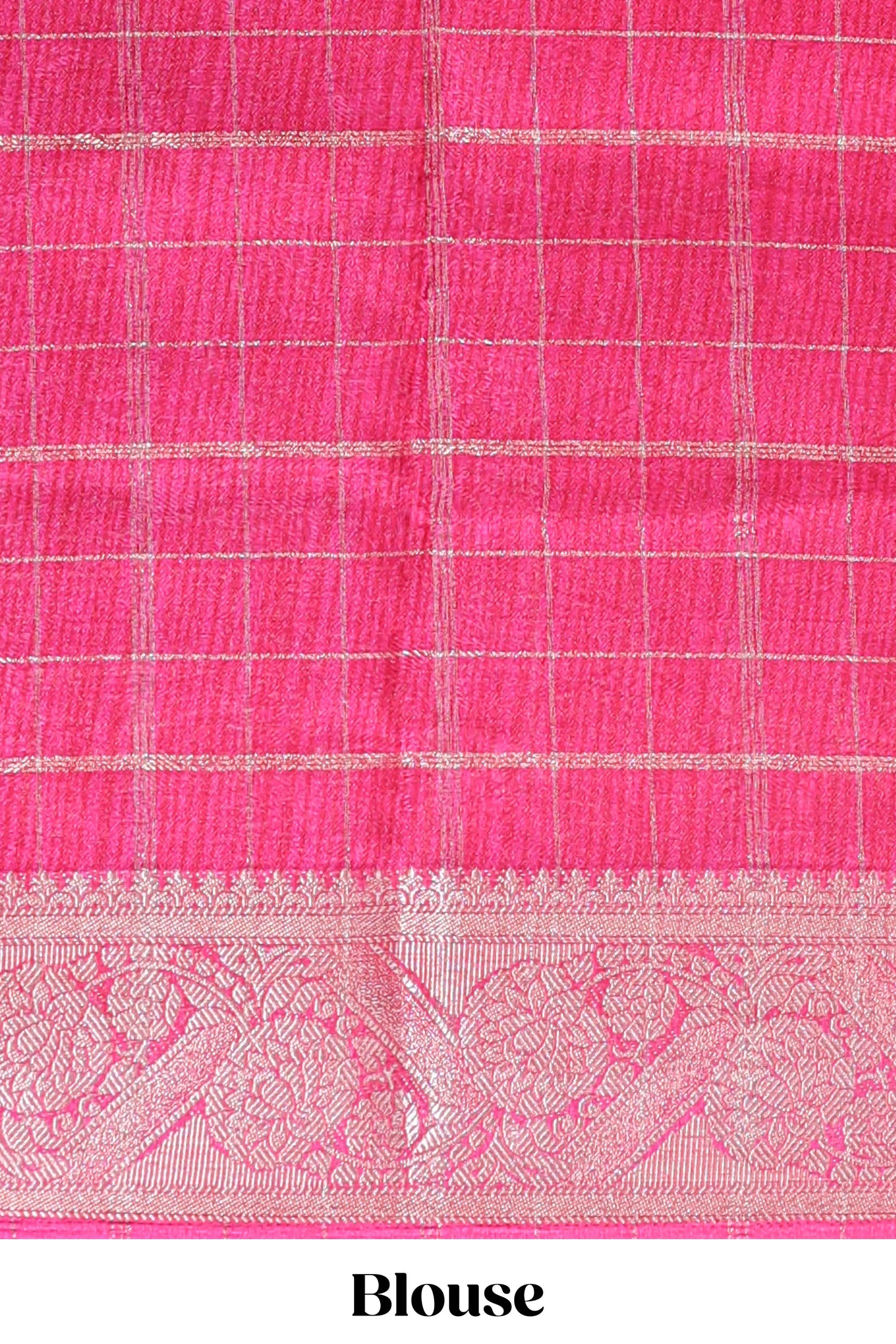 Green checked dola silk saree with contrast zari border and blouse