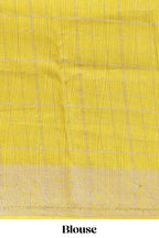 Violet checked dola silk saree with contrast zari border and blouse