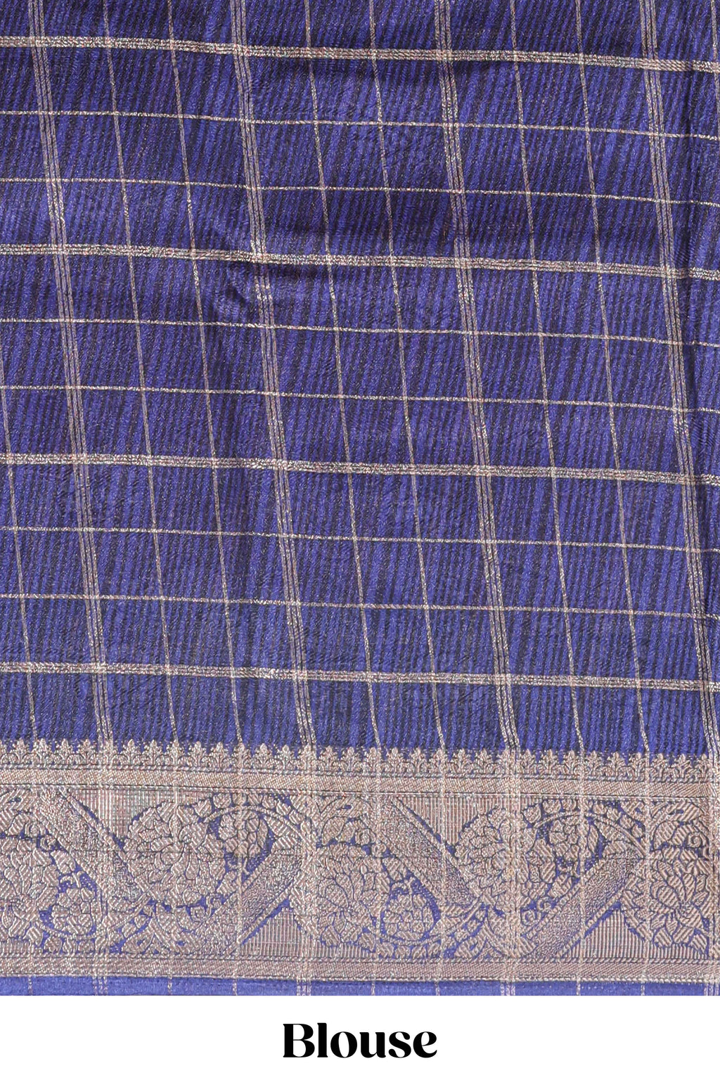 Pink checked dola silk saree with contrast zari border and blouse