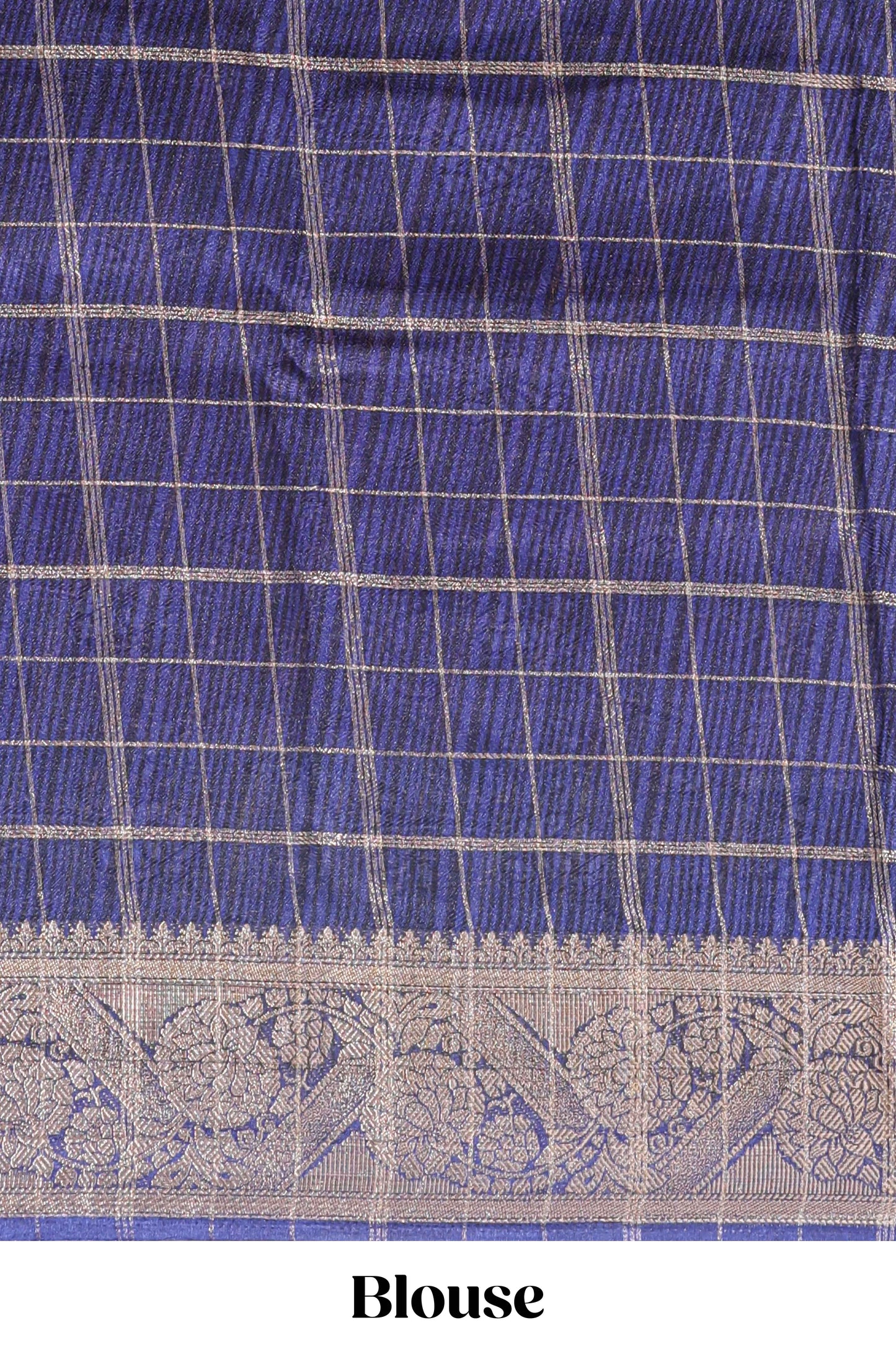 Pink checked dola silk saree with contrast zari border and blouse