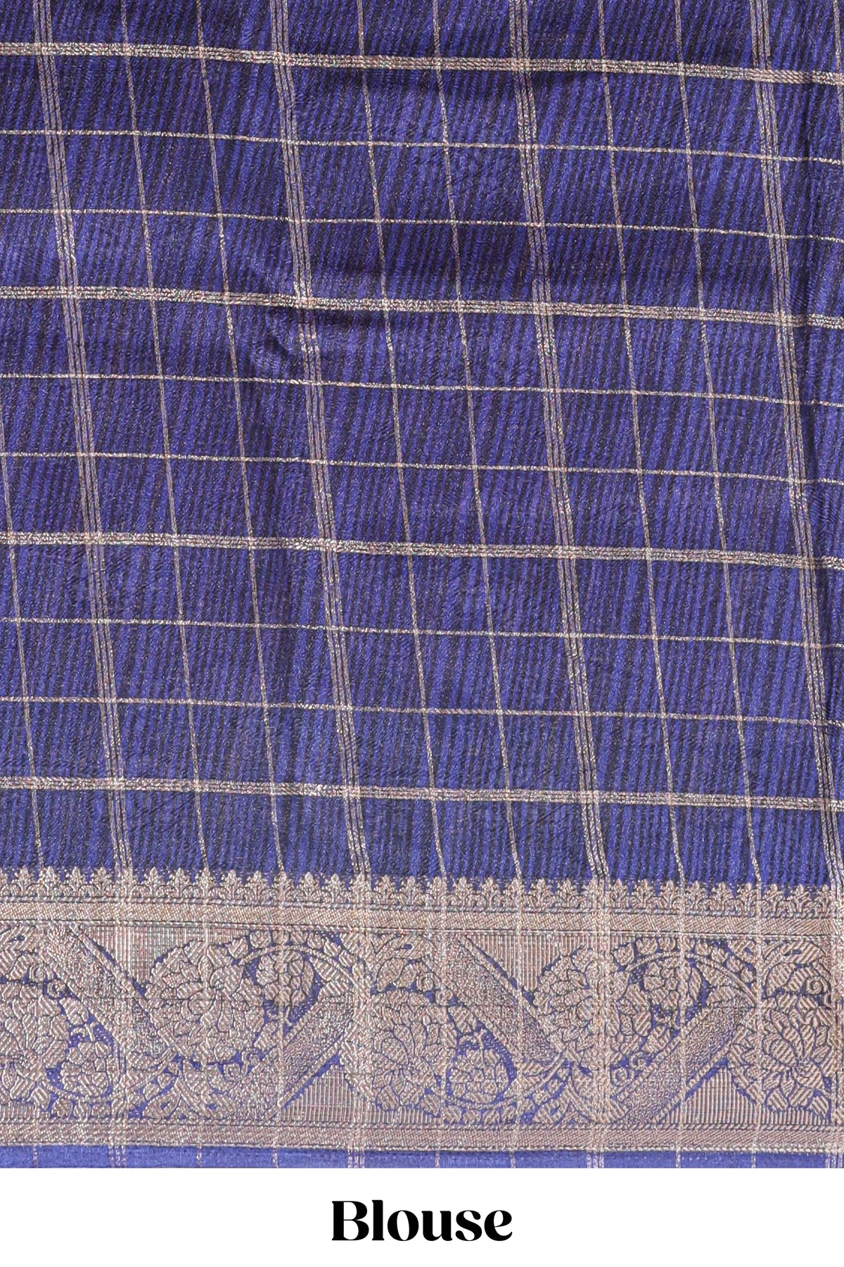 Pink checked dola silk saree with contrast zari border and blouse