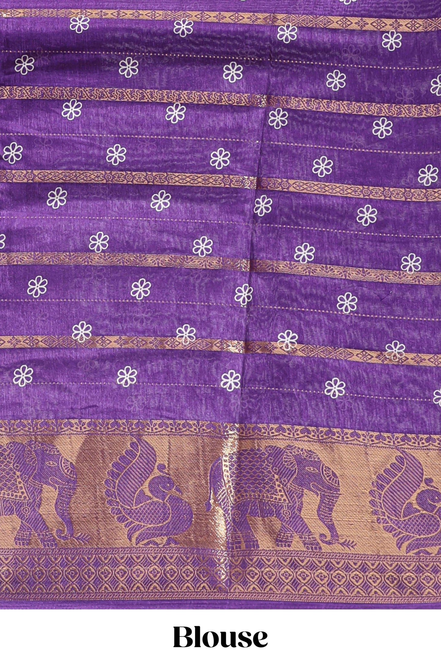 Violet striped floral vine dola silk saree with self zari border and matching blouse