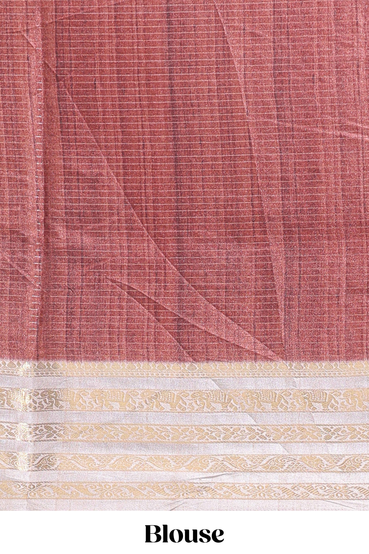 Plum red geometric design dola silk saree with  contrast zari border and matching blouse