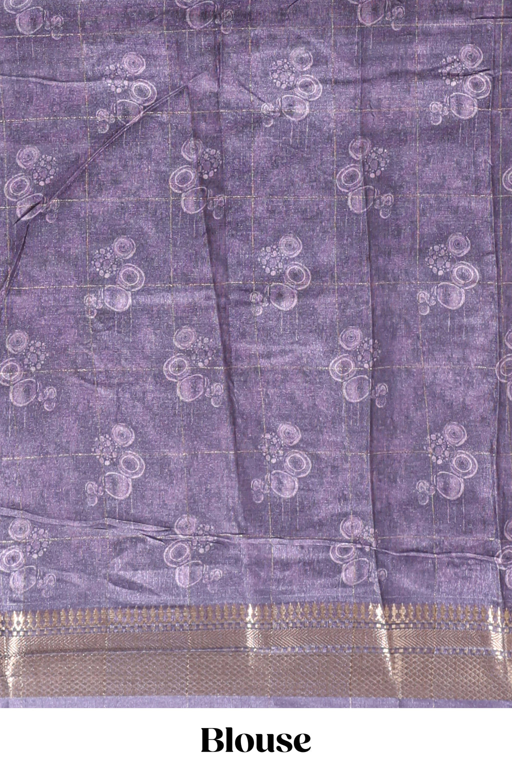 Lavender floral design dola silk saree with sellf zari border and matching blouse