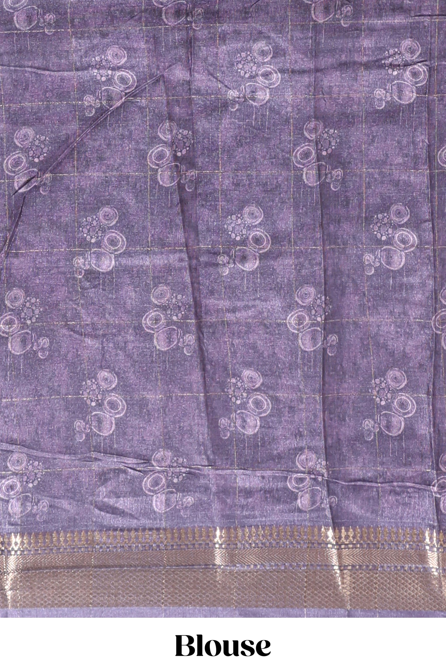 Lavender floral design dola silk saree with sellf zari border and matching blouse