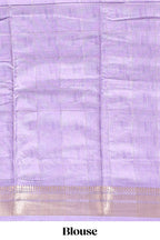 Lavender floral design dola silk saree with sellf zari border and matching blouse