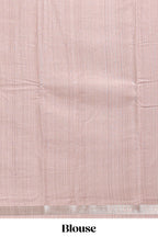 Peach Plain  dola silk saree with floral printed border and plain contrast blouse