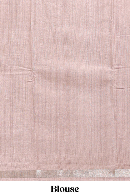 Plain  dola silk saree with floral printed border and plain contrast blouse