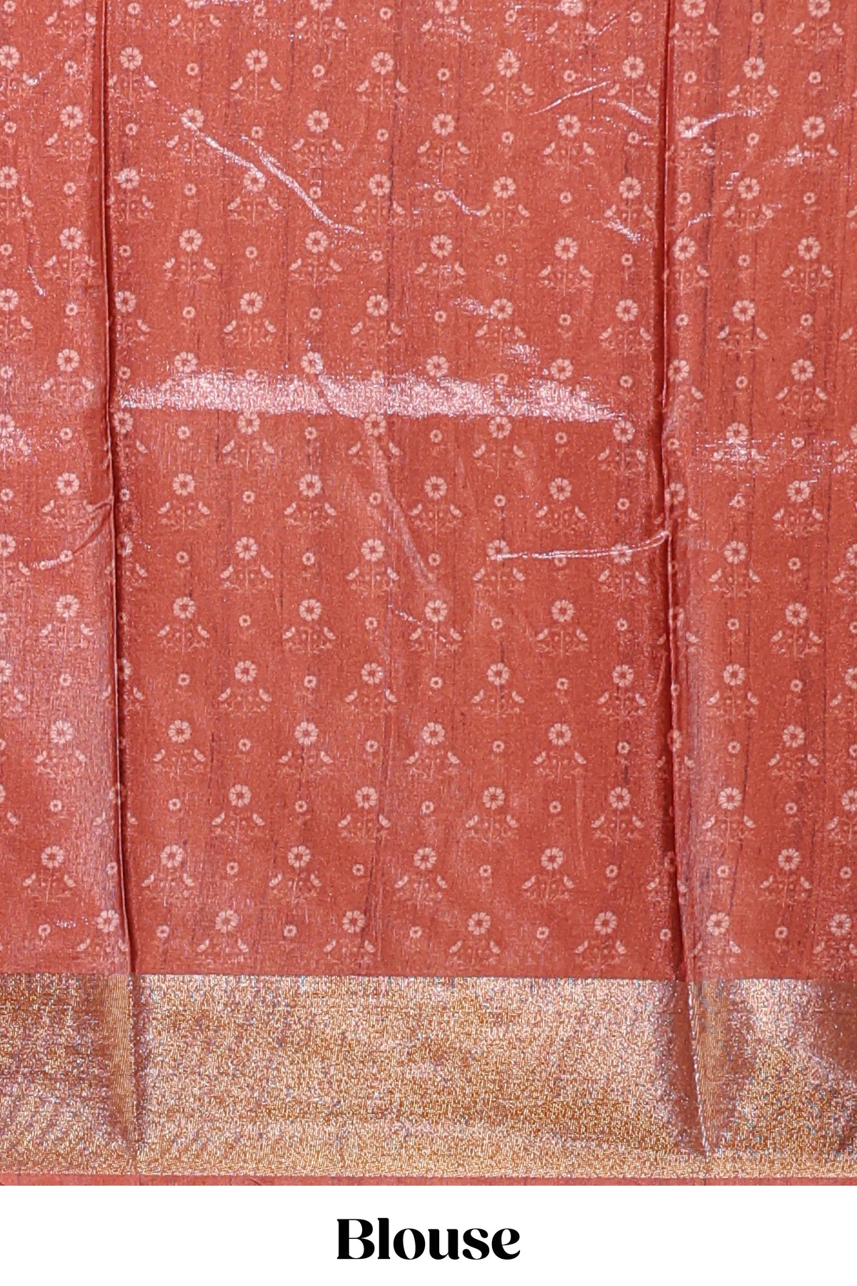 Brown dola silk saree with contrast coper gold zari border and contrast blouse