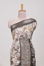 Dola silk saree all over  crepe floral printed  design with copper zari border and pallu