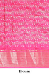 Green Dola silk saree all overzari workdesign with contrast zig zag border and contrast kalmkari printed pallu